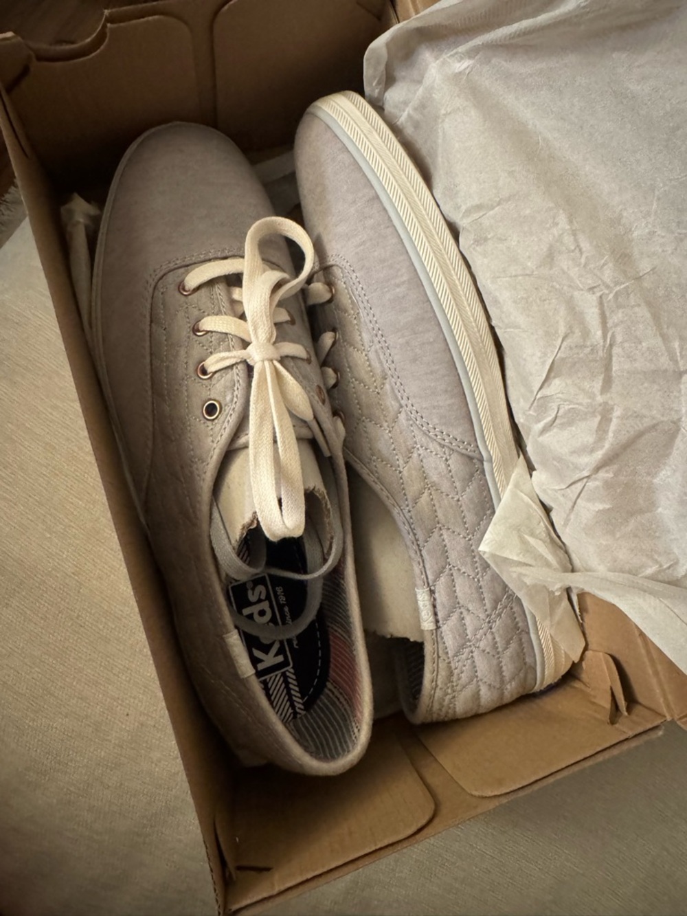 Keds Women's Light Gray Quilted Canvas Sneakers